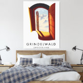 Grindelwald Zwitserland ski poster Canvas Afdruk (Insitu (Slaapkamer))