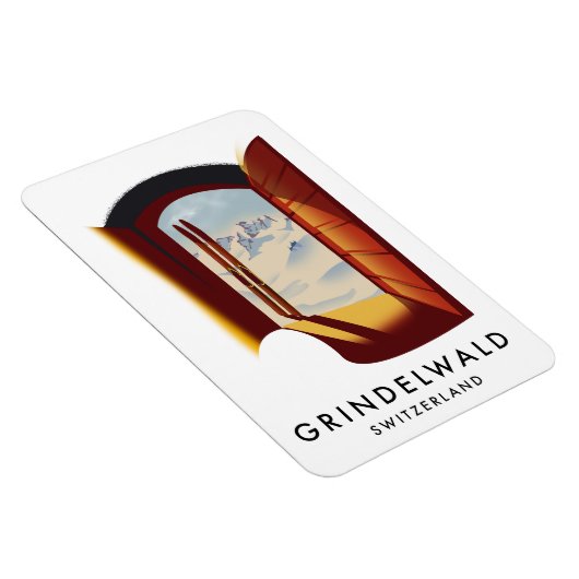 Grindelwald Zwitserland ski poster Magneet (Rechterzijde)