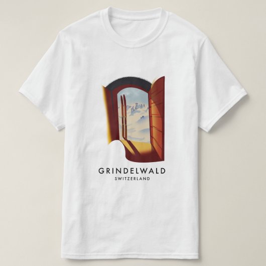 Grindelwald Zwitserland ski poster T-shirt (Design voorkant)