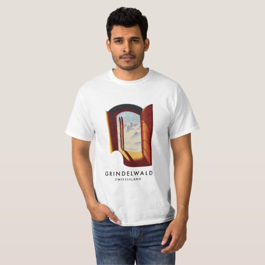 Grindelwald Zwitserland ski poster T-shirt (Voorkant volledig)