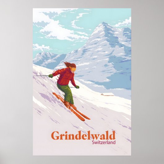 Grindelwald Zwitserland Skigebied Reisposter Poster (Voorkant)