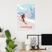 Grindelwald Zwitserland Skigebied Reisposter Poster (Thuiskantoor)