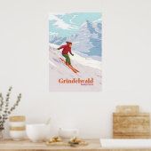 Grindelwald Zwitserland Skigebied Reisposter Poster (Keuken)