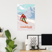 Grindelwald Zwitserland Snowboarden Reisposter Poster (Thuiskantoor)