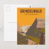 Grindelwald Zwitserland Travel Art Vintage Briefkaart (Voorkant / Achterkant)