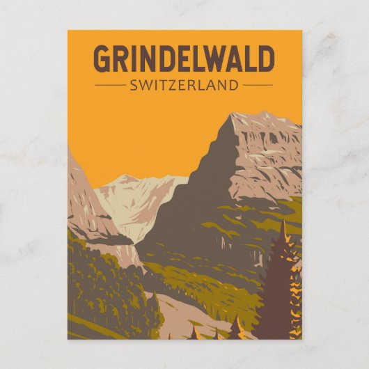 Grindelwald Zwitserland Travel Art Vintage Briefkaart (Voorkant)