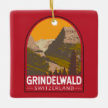 Grindelwald Zwitserland Travel Art Vintage Keramisch Ornament<br><div class="desc">Grindelwald retro vector reisontwerp. Grindelwald,  een dorp in de Berner Alpen in Zwitserland,  is een populaire toegangspoort voor de regio Jungfrau,  met skiën in de winter en wandelen in de zomer.</div>