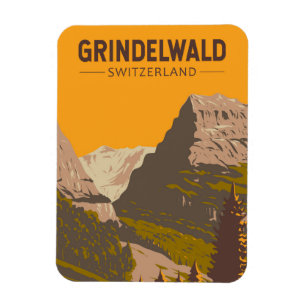 Grindelwald Zwitserland Travel Art Vintage Magneet