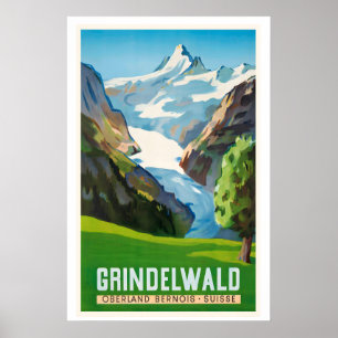 Grindelwald Zwitserland Vintage Reisposter Poster