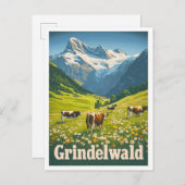 Grindelwald Zwitserland Vintage Travel Briefkaart (Voorkant / Achterkant)