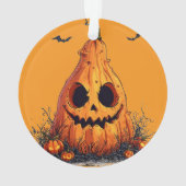 Gringende pompoen met een ghoulish uitdrukking ornament (achterkant)