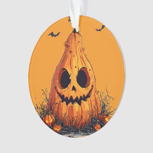 Gringende pompoen met een ghoulish uitdrukking ornament (voorkant)