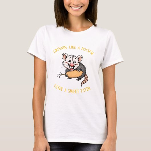 Grinnin' like a possum eatin' a sweet tater t-shirt (Voorkant)