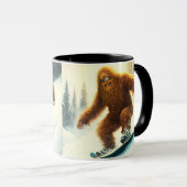 Grinning Bigfoot Sasquatch Snowboarden Poeder Mok (Voorkant rechts)