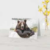 Grinning Birthday beer Kaart (Gele Bloem)