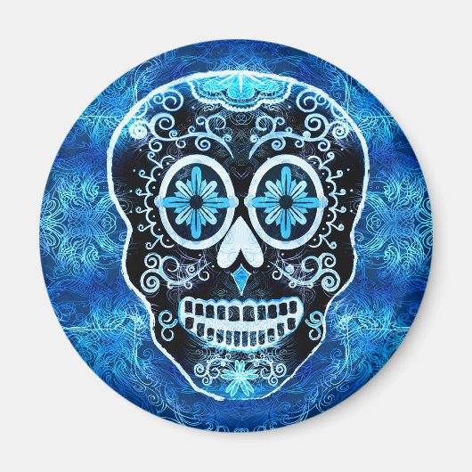 Grinning Blue Calavera Magnet (Voorkant)