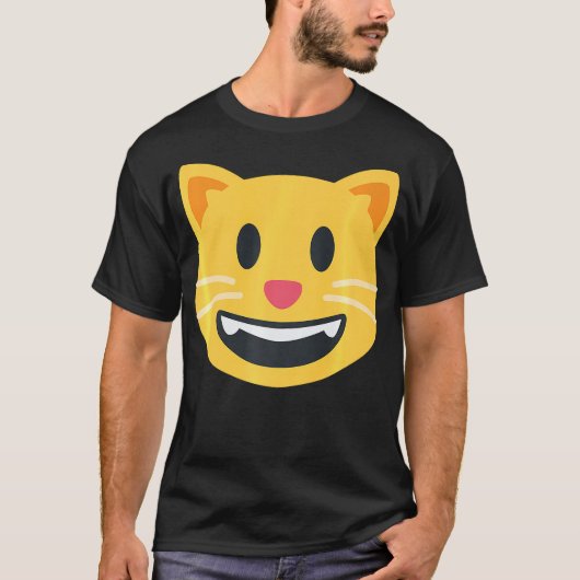 Grinning Cat Emoticon happy smiling Face T-shirt (Voorkant)