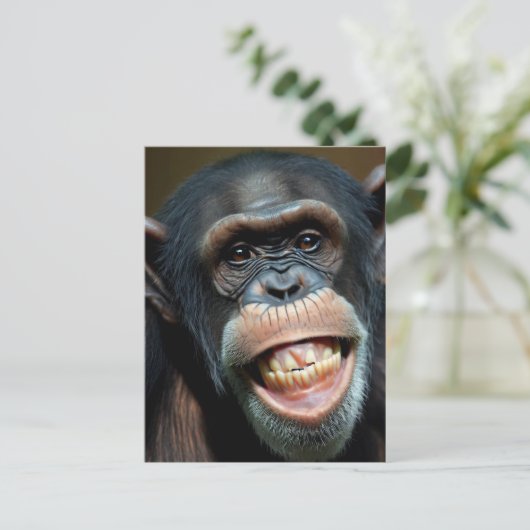 Grinning Chimpansee Briefkaart (Staand voorkant)