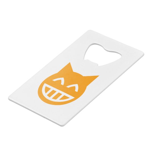 Grinning Emoji Cat Creditkaart Flessenopener (Voorkant Gekanteld)