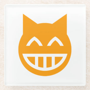Grinning Emoji Cat Glazen Onderzetter
