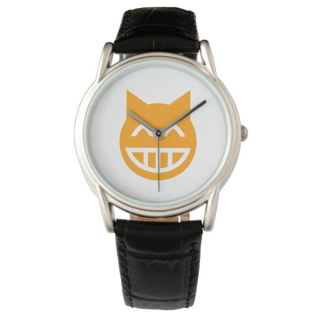 Grinning Emoji Cat Horloge (Voorkant)