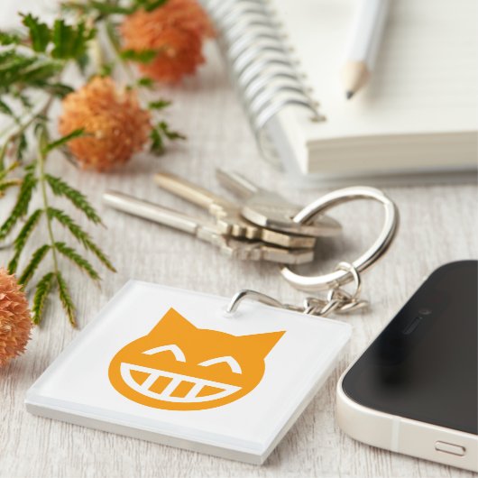 Grinning Emoji Cat Sleutelhanger (Voorkant Rechts)