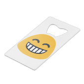 Grinning Emoji Creditkaart Flessenopener (Voorkant Gekanteld)