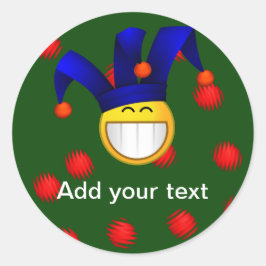 Grinning Emoji Jester Ronde Sticker