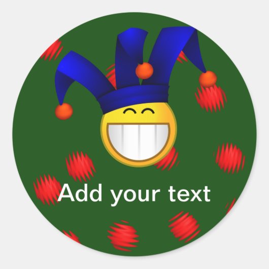 Grinning Emoji Jester Ronde Sticker (Voorkant)