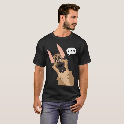 Grinning German Shepherd Dog T-shirt (Voorkant volledig)