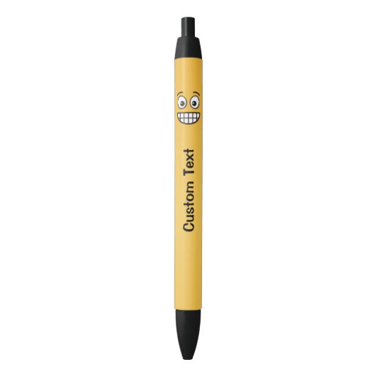 Grinning gezicht met open ogen zwarte inkt pen (Voorkant Verticaal)