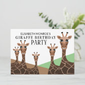 Grinning Giraffes, Giraffe verjaardagsfeestje Kaart (Staand voorkant)