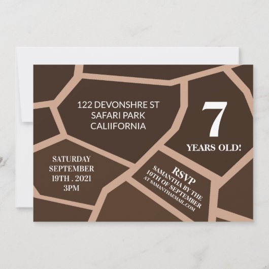 Grinning Giraffes, Giraffe verjaardagsfeestje Kaart (Achterkant)