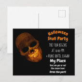 Grinning Gold Skull op zwarte uitnodiging (Voorkant / Achterkant)