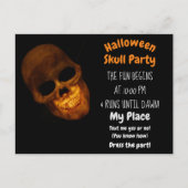 Grinning Gold Skull op zwarte uitnodiging (Voorkant)