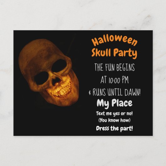 Grinning Gold Skull op zwarte uitnodiging (Voorkant)