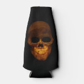 Grinning gouden schedel gespleten hoofd flesjeskoeler (Voorkant)