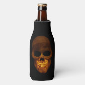 Grinning gouden schedel gespleten hoofd flesjeskoeler (Fles Voorkant)