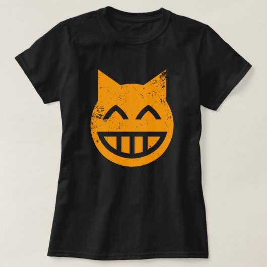 Grinning Grunge Cat Emoji T-shirt (Design voorkant)