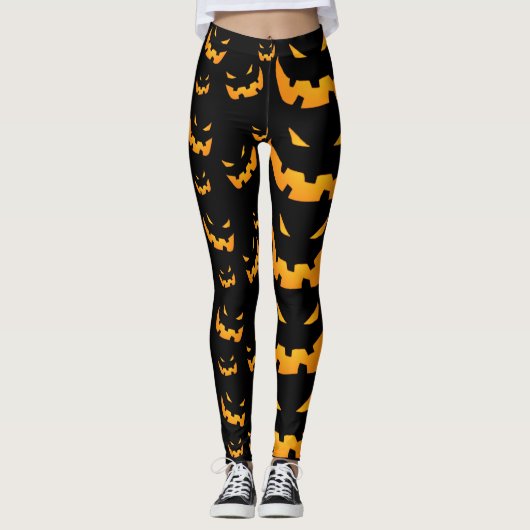 Grinning Halloween Pumpkins Leggings (Voorkant)