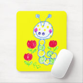 Grinning Happy Caterstyle gele achtergrond Muismat (Met muis)