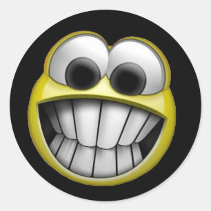 Grinning Happy Face Ronde Sticker