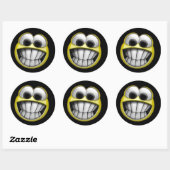 Grinning Happy Face Ronde Sticker (Vel)