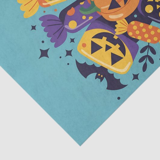 Grinning Jack-O'-Lanterns Spookachtig Snoep Hallow Tissuepapier (Detail)