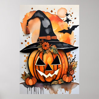 Grinning pompoen - een grillige Halloween Delight Poster