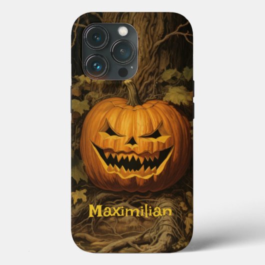 Grinning Pumpkin Halloween Uw Aangepaste Naam Case-Mate iPhone Case (Achterkant)