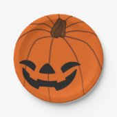 Grinning Sinaasappel gesneden pompoen Halloween Pa Papieren Bordje (Voorkant)
