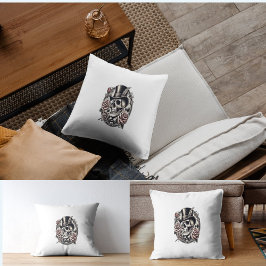 Grinning Skull in Top Hat Kussen