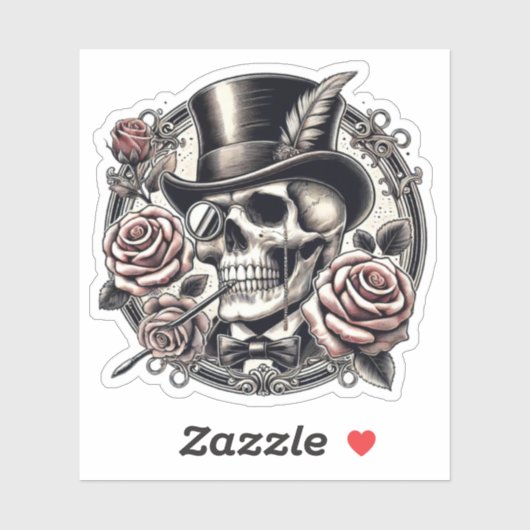 Grinning Skull in Top Hat Sticker (Vel)