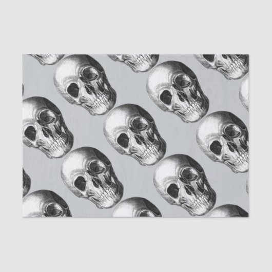 Grinning Skull Tissue Paper Grijs Tissuepapier (Voorkant)